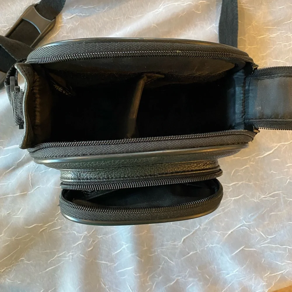 View Black Leather PaddedCamera Bag with Durable Construction and Compact Design